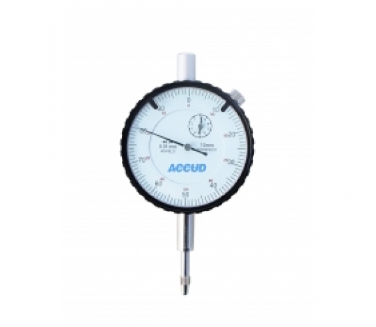 ACCUD 226-010-11 nárazuvzdorný přesný číselníkový úchylkoměr 0-10mm ( 0,01mm ) s ouškem