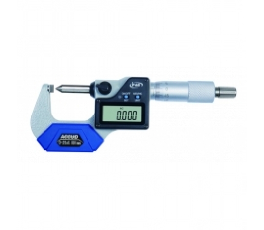 ACCUD 319-001-21 digitální PONIT mikrometr, 0-25mm/0-1 flat-se špičatými měřicími plochami tips (0.001mm/0.00005