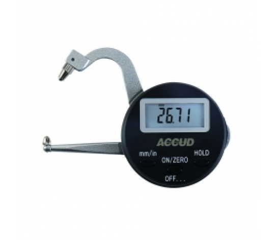 ACCUD 457-001-01 digitální číselníkový tloušťkoměr s bodovými doteky 0-25.4/0-1“ ( 0.05mm )