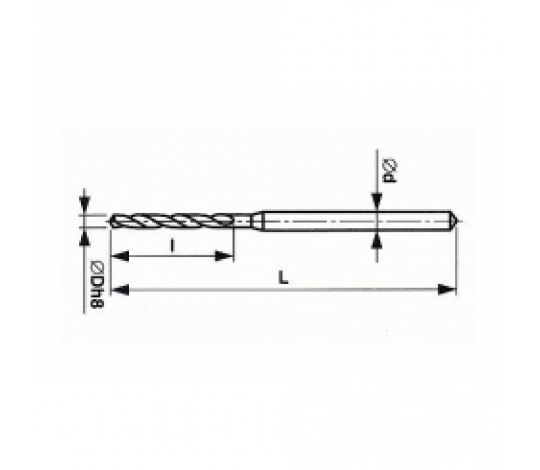 Vrták se zesílenou válcovou stopkou - krátká řada HSS 221191 0,44 mm