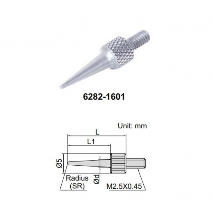 INSIZE 6282-1604 měřící dotek pro úchylkoměry jehlový L=35mm