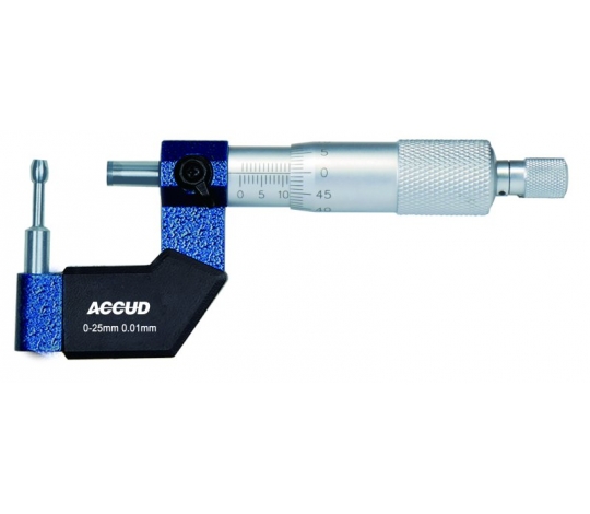 ACCUD 341-001-01 třmenový mikrometr 0-25mm s válcovou měřicí plochou 8xΦ1.8mm (0.01mm)