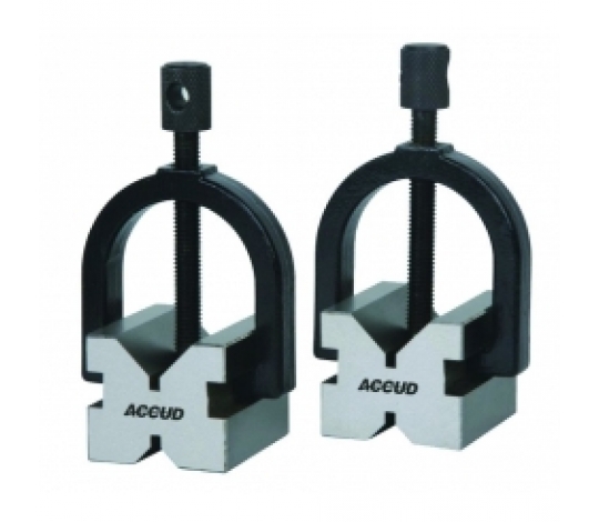 ACCUD 636-125-01 V-BLOCK - prizmatické podložky ocelové s třmenem 125x90x70mm ( 1 pár )