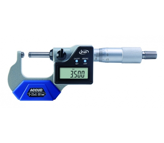 ACCUD 331-001-01 digitální mikrometr s kulovou měřicí plochou na jedné straně, 0-25mm/0-1