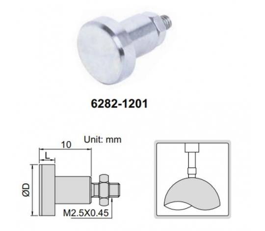 INSIZE 6282-1204 měřící dotek pro úchylkoměry plochý Ø25mm