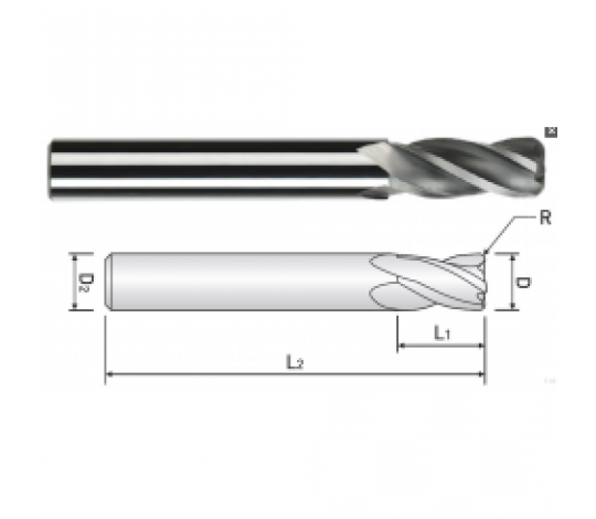 WGR50408005110 RÁDIUSOVÉ - TOROIDNÍ 4-BŘITÁ FRÉZA DIAMANTOVÁ