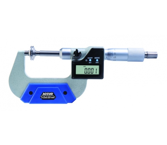 ACCUD 332-001-01 digitální mikrometr s talířkovými měřicími plochami ( s aretací ) 0-25mm/0-1