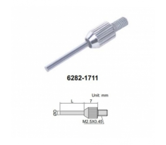 INSIZE 6282-1714 měřící dotek pro úchylkoměry válcový Ø2mm, L=8mm
