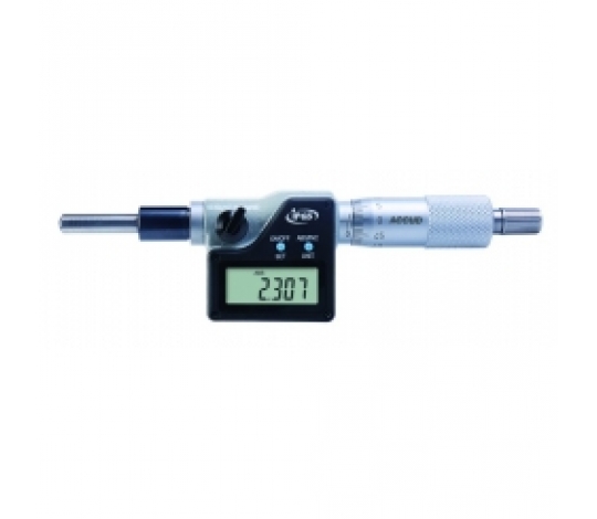 ACCUD 376-001-03 digitální mikrometrická hlavice 0-25mm/0-1” ROTATING SPINDLE with clamp nut spherical(SR5) IP65 datový výstup  (0.001mm/0.00005