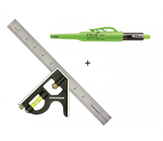 AKCE - Swanson úhelník 300mm + Pica-Dry Longlife - truhlářská automatická tužka