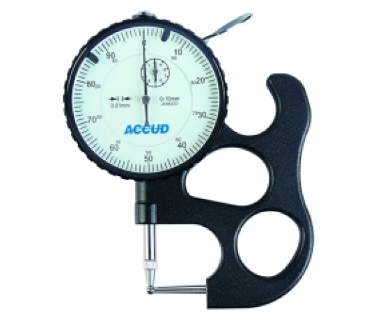 ACCUD 448-010-11  číselníkový tloušťkoměr pro měření tloušťky trubek 0-10mm ( 0.01mm )