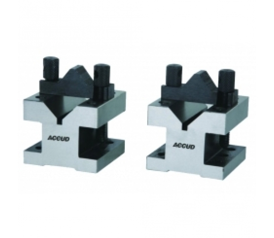 ACCUD 637-035-01 V-BLOCK - prizmatické podložky ocelové s třmenem 35x35x30mm ( 1 pár )