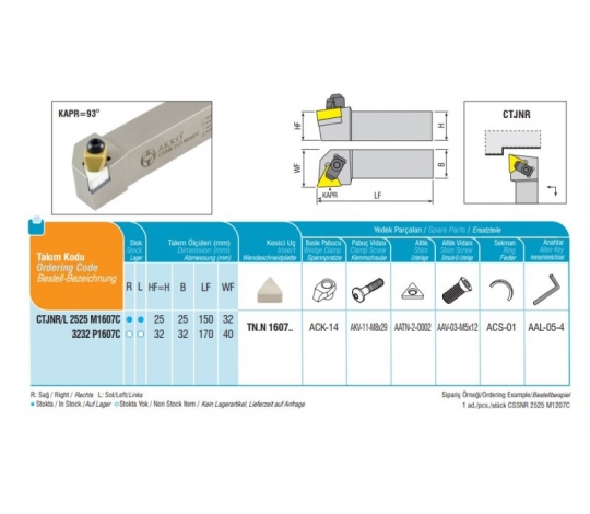 Soustružnický držák VBD CTJNR 3232 P1607C