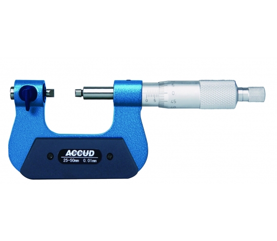 ACCUD 343-009-02 třmenový mikrometr 200-225mm na měření šroubového závitu, bez měřicích doteků pro metrické závity (0.01mm)