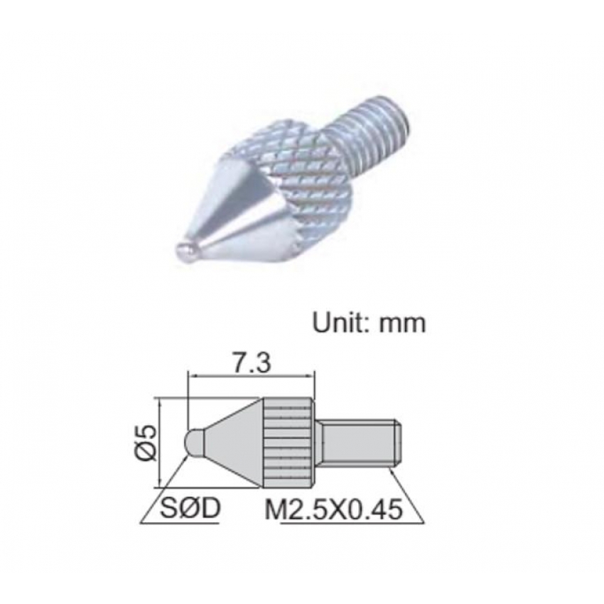 INSIZE 6282-0304 měřící dotek pro úchylkoměry kuličkový Ø2,5mm