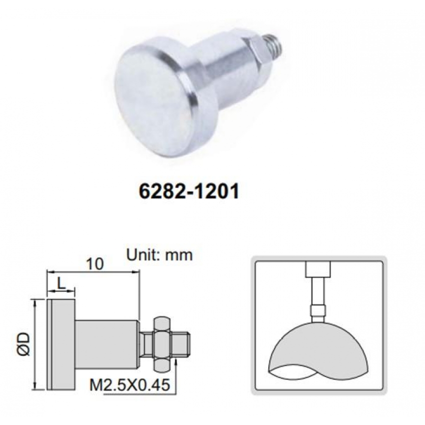 INSIZE 6282-1202 měřící dotek pro úchylkoměry plochý Ø15mm