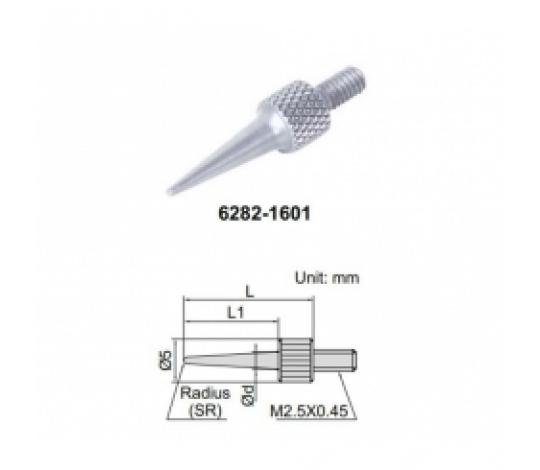 INSIZE 6282-1601 měřící dotek pro úchylkoměry jehlový L=15mm