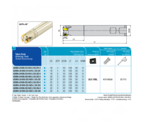 Fréza stopková čelní AEM90-LN1006-D16-W16-L120-Z01-H