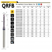 TK stopková fréza toroidní s dlouhým krkem QRFB01006, 1 x 1, R 0,01