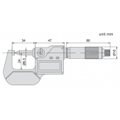 ACCUD 319-001-21 digitální PONIT mikrometr, 0-25mm/0-1 flat-se špičatými měřicími plochami tips (0.001mm/0.00005