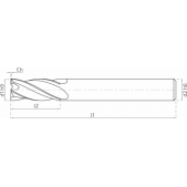 KARCAN TK stopková fréza standardní KSNF404051, 4x14x51mm ( rohové sražení 0,1x45° )  (náhrada za EB0404)