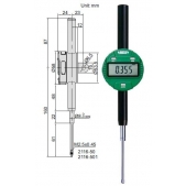 INSIZE 2116-50F digitální úchylkoměr METRIC 50,8mm / 0,01mm / 30µm ( plochá záda )