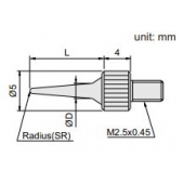 ACCUD 270-006-340 měřící dotek pro úchylkoměry rádiusový, ocel / 2mm x 40 /