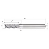 TK stopková fréza toroidní prodloužená pro obrábění grafitu SGRB0405A, R0,5 / 4x20x25mm L100