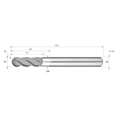 TK stopková fréza kopírovací prodloužená pro obrábění grafitu SGBF0808B, R4 / 8x30x40mm L150