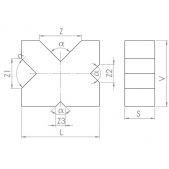 Kontrolní a rýsovací podložka s výřezy KINEX, pár, 4x90°, 70 mm, PN 255533