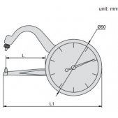 ACCUD 452-010-12 číselníkový tloušťkoměr 0-10mm ( 0.05mm ) délka ramene 60mm