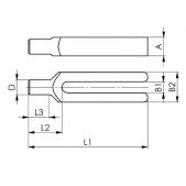 Vidlicová upínka, 370800, AMF 70763 s kulatým upínacím okem 22x250mm
