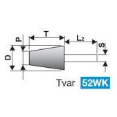 Brousící tělísko kuželové se stopkou BRUSIVO 436151 /32351 0615.0015/ - T52 - 6/3x10-3x40 mm