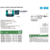 INSIZE 3581-50A digitální mikrometr na měření závitů 25-50mm / 0,001mm