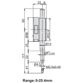 ACCUD 212-025-03 digitální úchylkoměr, s náhradní plochou zadní stranou / 25.4mm/1