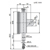 ACCUD 291-010-I přesný číselníkový úchylkoměr s opačným čtením 0-10mm ( 0.01mm ) s ouškem i s plochou zadní stranou