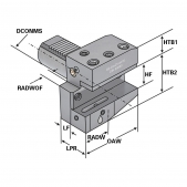 Radiální držák B2 - 50x32x55 IK - levý, krátký, s chlazením DIN 69880, (ISO 10889)