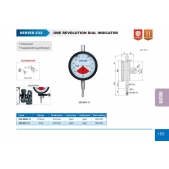 ACCUD 232-001-11 přesný číselníkový úchylkoměr s jednou otáčkou 0-1mm ( 0,01mm ) s ouškem i s plochou zadní stranou