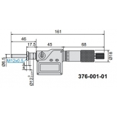 ACCUD 376-001-01 digitální mikrometrická hlavice 0-25mm/0-1” ROTATING SPINDLE s plochou upínací maticí (karbid) IP65 datový výstup  (0.001mm/0.00005