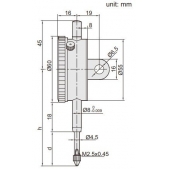 ACCUD 230-030-11 mechanický přesný číselníkový úchylkoměr 0-30mm ( 0,1mm ) s ouškem na zadní straně