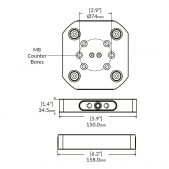 RL96A-DDR Základní upínací deska single - 96mm - RockLock 150mm x 158mm x 34.5mm