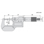 ACCUD 319-001-01 digitální mikrometr pro měření krimpovacího spoje 0-25mm/0-1  IP65 (0.001mm/0.00005