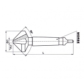 Záhlubník kuželový 90° s kuželovou stopkou HSS 221626 63x90 mm