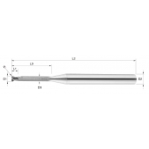 TK stopková fréza toroidní s dlouhým krkem pro obrábění grafitu SGRS02020, R0,2 / 2x2x20mm L50
