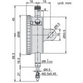 ACCUD 222-003-11 přesný číselníkový úchylkoměr 0-3mm ( 0,01mm ) s ouškem na zadní straně