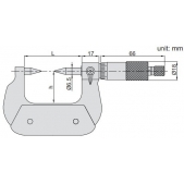 ACCUD 327-003-03 mikrometr 50-75mm se špičatými měřicími plochami (30°) (0.01mm)