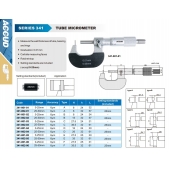 ACCUD 341-001-03 třmenový mikrometr 0-25mm s válcovou měřicí plochou 8xΦ1.8mm (0.01mm)