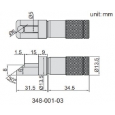 ACCUD 348-001-03 třmenový mikrometr na měření švů plechovek od sprejů 0-13mm (0.01mm)