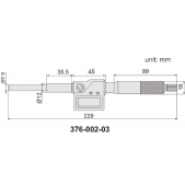 ACCUD 376-002-03 digitální mikrometrická hlavice 0-50mm/0-5” plain flat(carbid) IP65 datový výstup  (0.001mm/0.00005