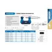 ACCUD 343-002-02 ACCCUD třmenový mikrometr 25-50mm na měření šroubového závitu, bez měřicích doteků pro metrické závity (0.01mm)